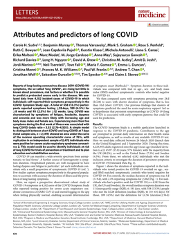 Attributes and Predictors of Long COVID