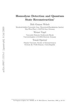 Homodyne Detection and Quantum State Reconstruction