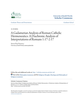 A Gadamerian Analysis of Roman Catholic Hermeneutics