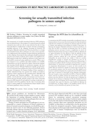 Screening for Sexually Transmitted Infection Pathogens in Semen Samples