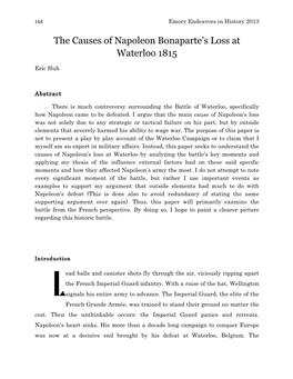 The Causes of Napoleon Bonaparte's Loss at Waterloo 1815