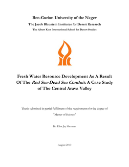 Of the Red Sea-Dead Sea Conduit: a Case Study of the Central Arava Valley