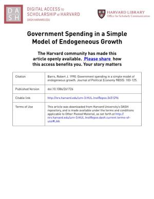 Government Spending in a Simple Model of Endogeneous Growth