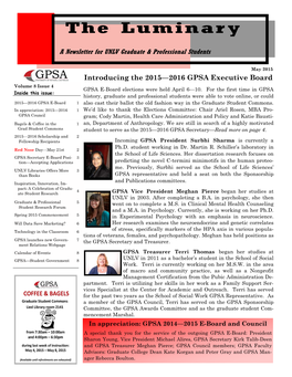 A Newsletter for UNLV Graduate & Professional Students Introducing