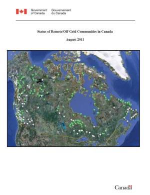 Status of Remote/Off-Grid Communities in Canada