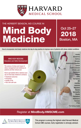 Mind Body Medicine Into Day-To-Day Practice to Improve Care of Patients with Stress-Related Conditions