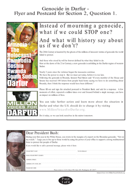Darfur - Flyer and Postcard for Section 2, Question 1