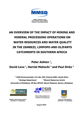 Overview of the Impact of Mining on the Zambezi And