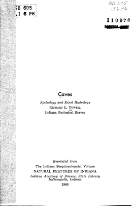 Caves Speleology and Karst Hydrology RICHARD L