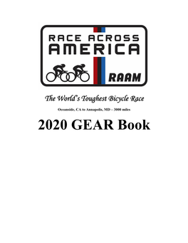 2020 GEAR Book Greetings RAAM Racers and Crew