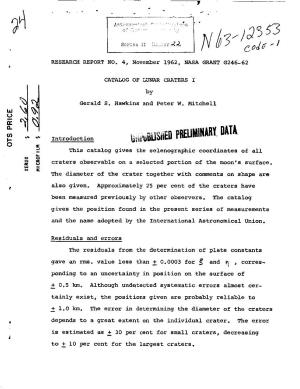 RESEARCH REPORT NO. 4, November 1962, NASA GRANT G246-62