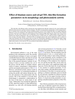 Effect of Titanium Source and Sol-Gel Tio2 Thin Film Formation Parameters