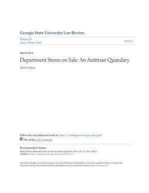 Department Stores on Sale: an Antitrust Quandary Mark D