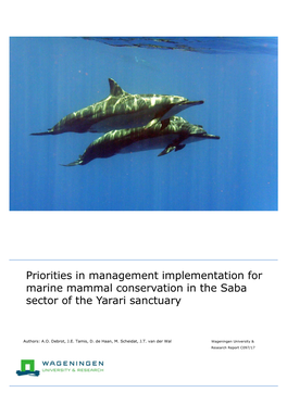 Priorities in Management Implementation for Marine Mammal Conservation in the Saba Sector of the Yarari Sanctuary