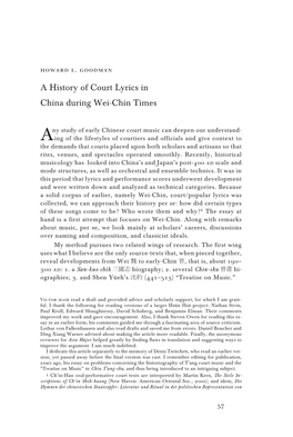 A History of Court Lyrics in China During Wei-Chin Times