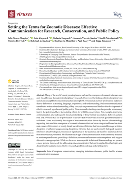 Setting the Terms for Zoonotic Diseases: Effective Communication for Research, Conservation, and Public Policy