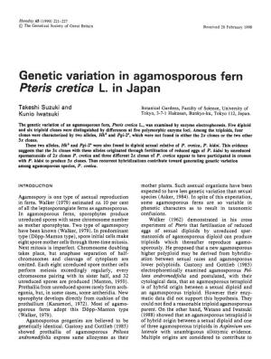 Genetic Variation in Agamosporous Fern
