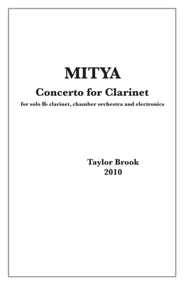 Concerto for Clarinet for Solo B Clarinet, Chamber Orchestra and Electronics B