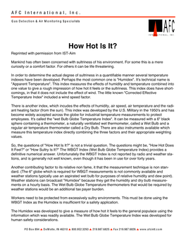 How Hot Is It? Reprinted with Permission from IST-Aim