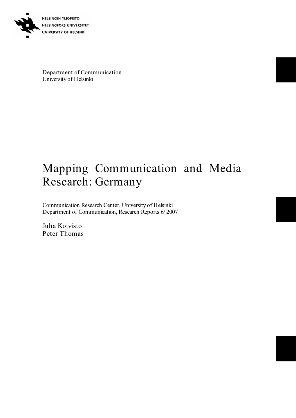 Mapping Communication and Media Research: Germany