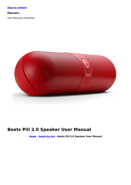 Beats Pill 2.0 Speaker User Manual