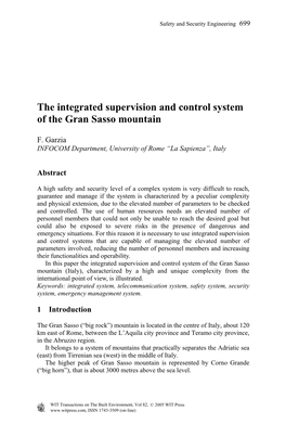 The Integrated Supervision and Control System of the Gran Sasso Mountain