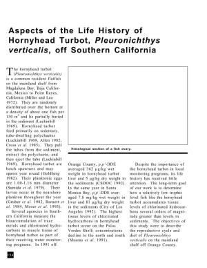 Aspects of the Life History of Hornyhead Turbot, Pleuronichthys Verticalis, Off Southern California