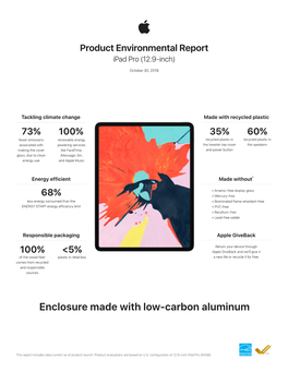 Ipad Pro (12.9-Inch) Product Environmental Report Make Source Materials