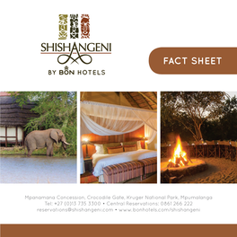 Shishangeni by BON Hotels Fact Sheet Electronic Dec 2016 Update