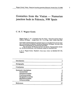 Goniatites from the Viséan — Namurian Junction Beds in Palencia, NW Spain