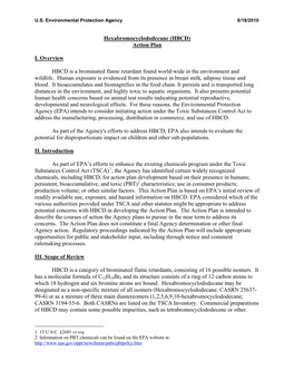 Hexabromocyclododecane (HBCD) Action Plan