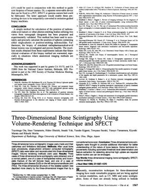 Three-Dimensional Bone Scintigraphy Using Volume-Rendering Technique and SPECT