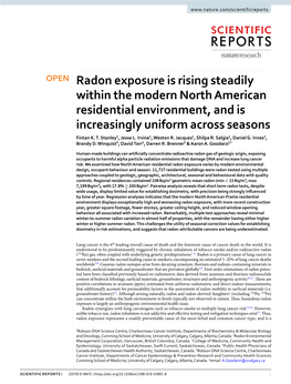 Radon Exposure Is Rising Steadily Within the Modern North American Residential Environment, and Is Increasingly Uniform Across Seasons Fintan K