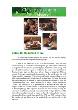 Chinese Tea Custom and History