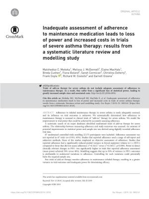 Inadequate Assessment of Adherence To€Maintenance Medication Leads