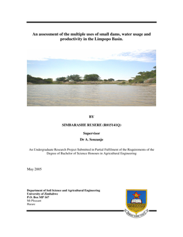 An Assessment of the Multiple Uses of Small Dams, Water Usage and Productivity in the Limpopo Basin