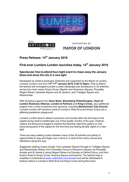 Press Release: 14Th January 2016