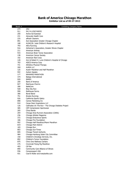 Bank of America Chicago Marathon Exhibitor List As of 09-27-2013