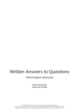 Revised Written Answers