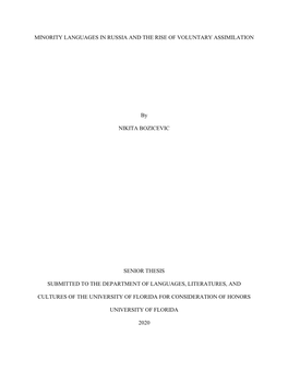 Minority Languages in Russia and the Rise of Voluntary Assimilation