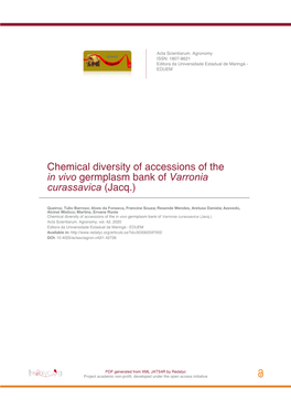 Chemical Diversity of Accessions of the in Vivo Germplasm Bank of Varronia Curassavica (Jacq.)