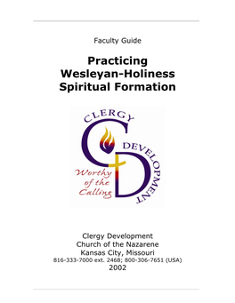 Practicing Wesleyan-Holiness Spiritual Formation