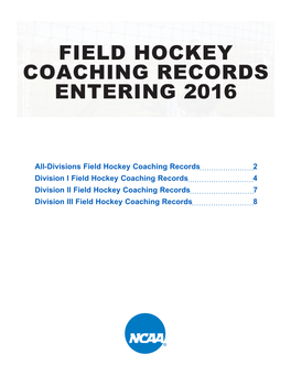 Field Hockey Coaching Records Entering 2016