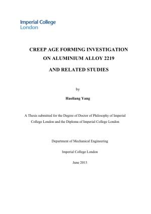 Creep Age Forming Investigation on Aluminium Alloy 2219