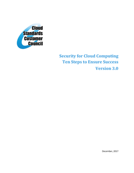 Security for Cloud Computing Ten Steps to Ensure Success Version 3.0