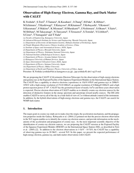 Observation of High-Energy Electron, Gamma Ray, and Dark Matter with CALET 339