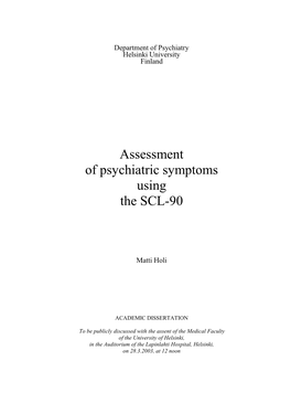 Assessment of Psychiatric Symptoms Using the SCL-90