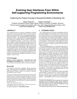 Evolving User Interfaces from Within Self-Supporting Programming Environments