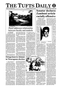 Senator Declares Zamboni Article Raciallv Offensive J by JEFFREY CARLON Wrote in Themock Letter