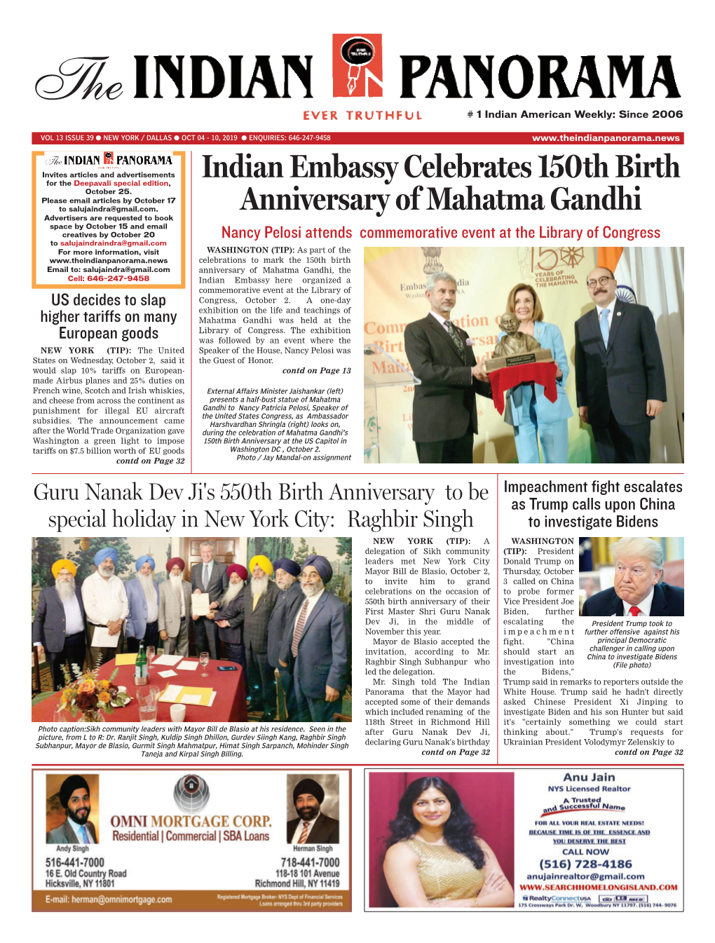 Indian Embassy Celebrates 150Th Birth Anniversary of Mahatma Gandhi